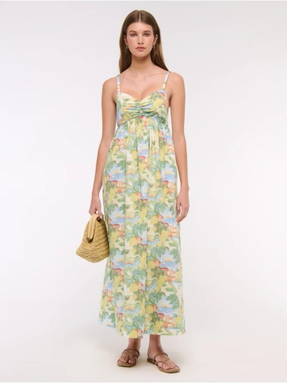 Abercrombie & Fitch Tropical Print Maxi Dress in Yellow, Green and Blue